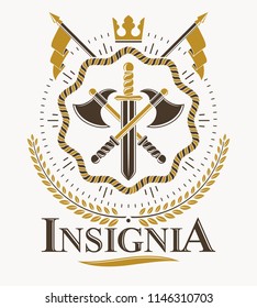 Vintage heraldry design template, vector emblem.