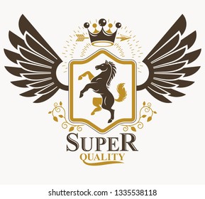 Vintage heraldry design template, vector emblem.