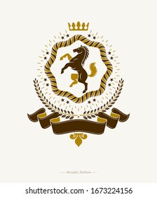 Vintage heraldry design template, vector emblem.