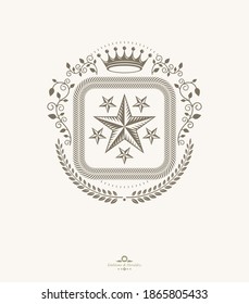 Plantilla de diseño herálico vintage, emblema vectorial.