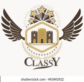 Plantilla de diseño herálico vintage, emblema vectorial.