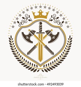 Vintage heraldry design template, vector emblem.
