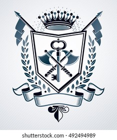 Vintage heraldry design template, vector emblem.