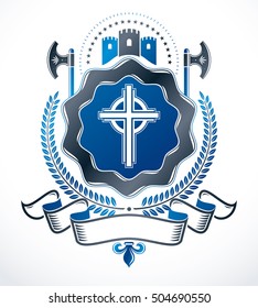 Vintage heraldry design template, vector emblem.