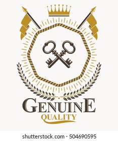 Vintage heraldry design template, vector emblem.