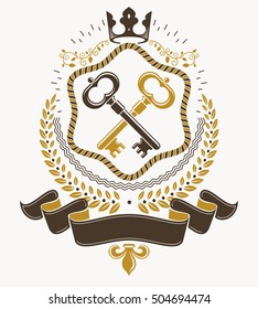 Vintage heraldry design template, vector emblem.