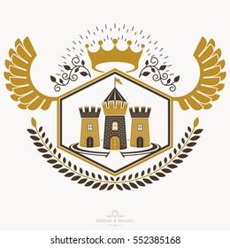 Vintage heraldry design template, vector emblem.