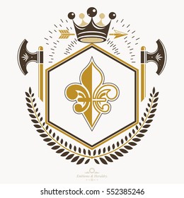 Vintage heraldry design template, vector emblem.