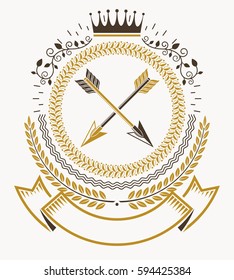 Vintage heraldry design template, vector emblem.