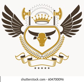 Vintage heraldry design template, vector emblem.