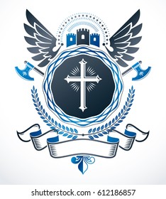 Vintage heraldry design template, vector emblem.