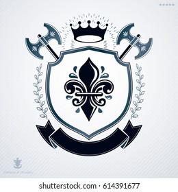 Vintage heraldry design template, vector emblem.