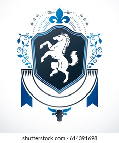 Vintage heraldry design template, vector emblem.