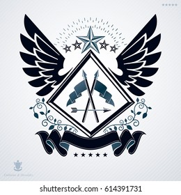 Vintage heraldry design template, vector emblem.