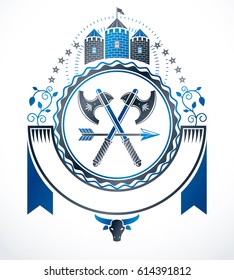 Vintage heraldry design template, vector emblem.