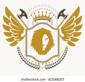 Vintage heraldry design template, vector emblem.