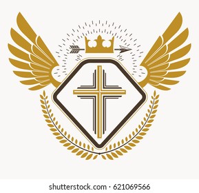 Vintage heraldry design template, vector emblem.