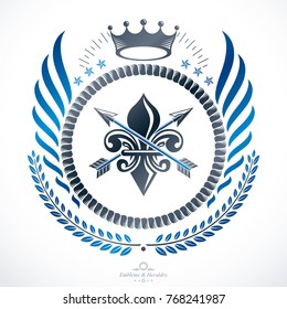 Vintage heraldry design template, vector emblem.