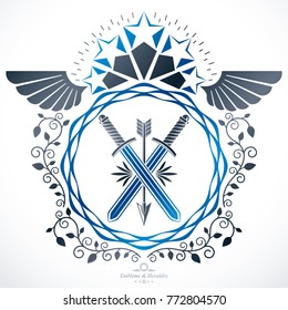 Vintage heraldry design template, vector emblem.