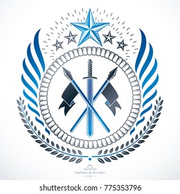 Vintage heraldry design template, vector emblem.