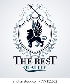Vintage heraldry design template, vector emblem.