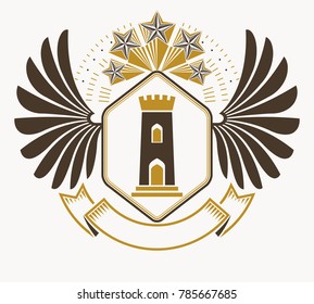 Vintage heraldry design template, vector emblem.