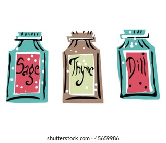 Vintage herb jars