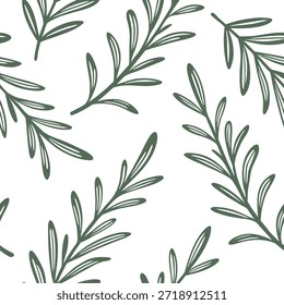 Vintage herb seamless tile pattern with antique rosemary sprigs and muted green tones perfect for classic dining rooms concept as Antique rosemary sprigs and muted green tones create vintage seamless tile pattern for classic dining rooms in Photo Stock Concept and empty space on the left side,no text --ar 7:2 --tile