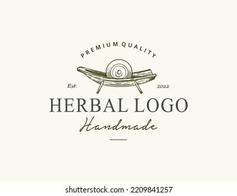 Vintage herbalist hand drawn logo design 