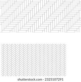 Vintage herringbone wooden floor seamless pattern. Parquet or laminate design texture. White herringbone parquet floor. Brick monochrome wall texture. Modern interior background. Vector illustration.