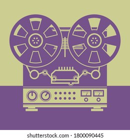 Vintage Hi-Fi analog Stereo reel to reel tape deck player, vector illustration