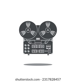 Vintage Hi-Fi analog Stereo reel to reel tape deck player, vector illustration.