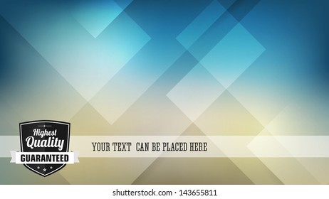 vintage highest quality vector label advertising on blue abstract background. Isolated from background. Layered.
