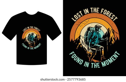 Vintage hiking T-shirt design, adventure 