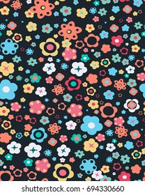 vintage hippie sixties style flowers pattern seamless