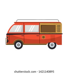 Vintage hippie van vehicle sideview vector illustration graphic design