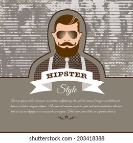 Vintage Hipster card design, artistic style, cover, template and layout for creative design