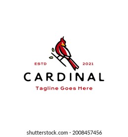 Vintage Hipster Cardinal Bird Silhouette Logo Design Vector Illustration