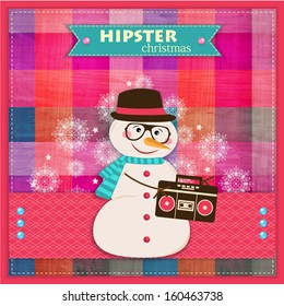 Vintage Hipster christmas greeting  card