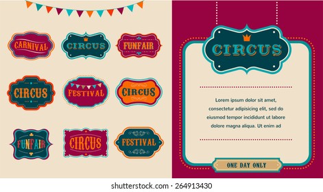 Vintage Hipster Circus labels set