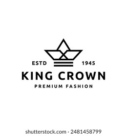 Vintage hipster crown logo design illustration