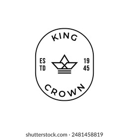 Vintage hipster crown logo design illustration