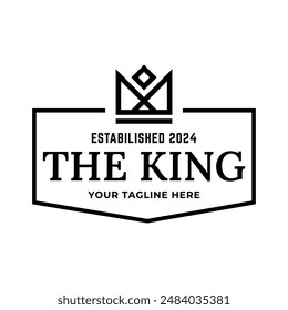 Vintage hipster crown logo design illustration