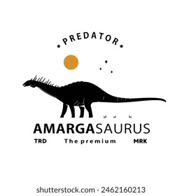 vintage hipster dinosaur, amargasaurus logo vector silhouette art icon