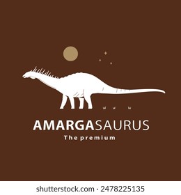 vintage hipster dinosaur, amargasaurus logo vector silhouette art icon