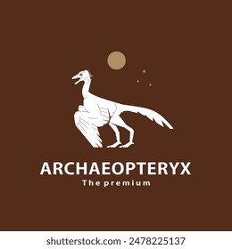 vintage hipster dinosaur, archaeopteryx logo vector silhouette art icon