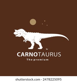 vintage hipster dinosaur, carnotaurus logo vector silhouette art icon