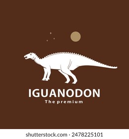 vintage hipster dinosaur, iguanadon logo vector silhouette art icon