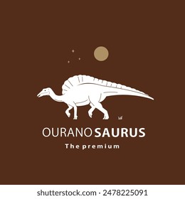 vintage hipster dinosaur, ouranosaurus logo vector silhouette art icon