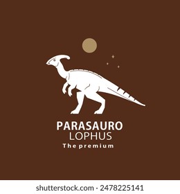 vintage hipster dinosaur, parasaurolophus logo vector silhouette art icon